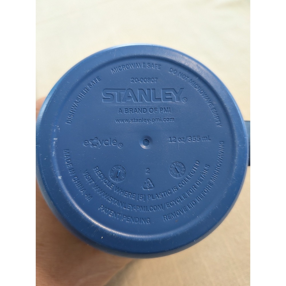Stanley REI Blue Plastic Mug with Lid 12 oz Model 20-00807 Microwave Safe - Picture 5 of 6